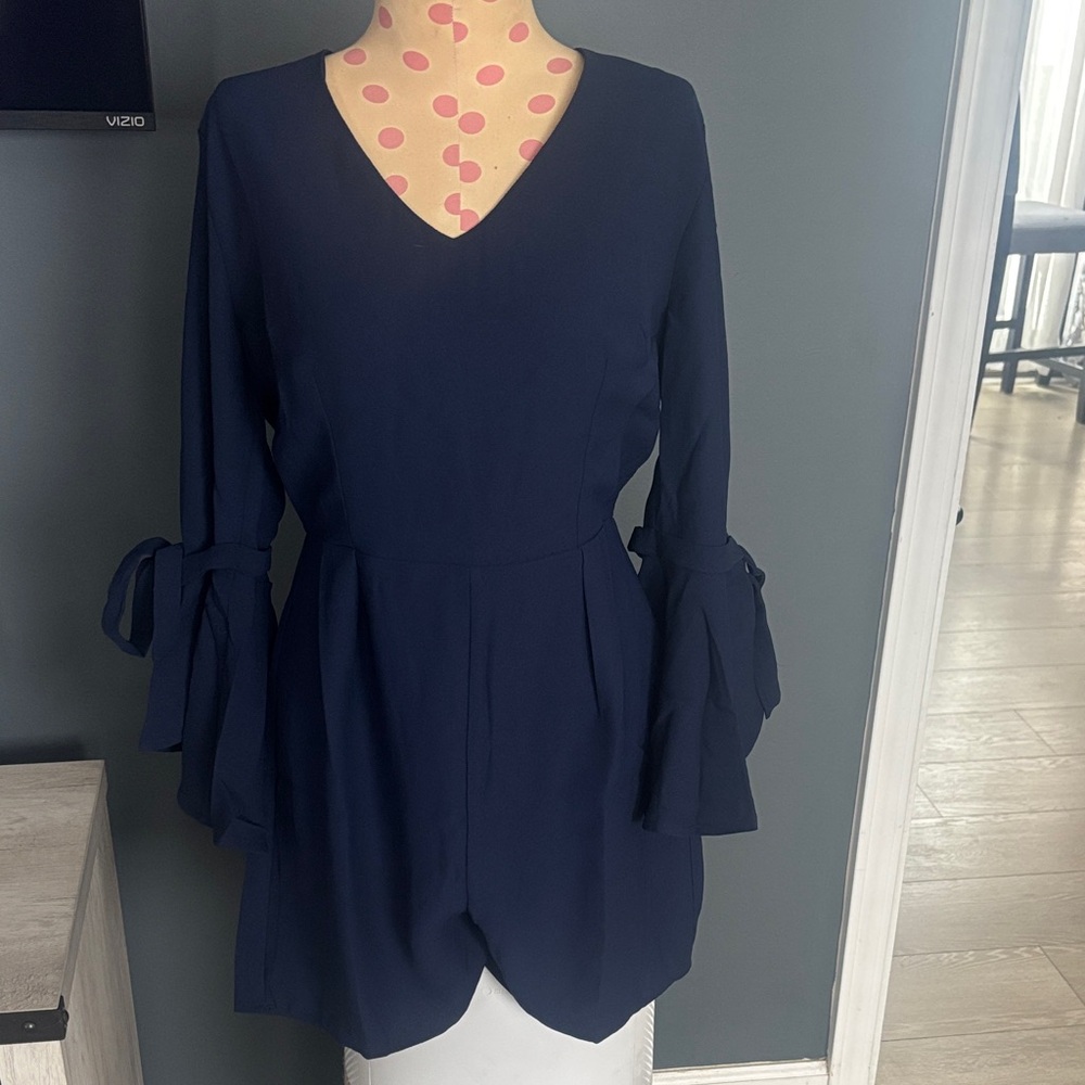 19 Cooper Navy Jumpsuit with Tie Sleeves